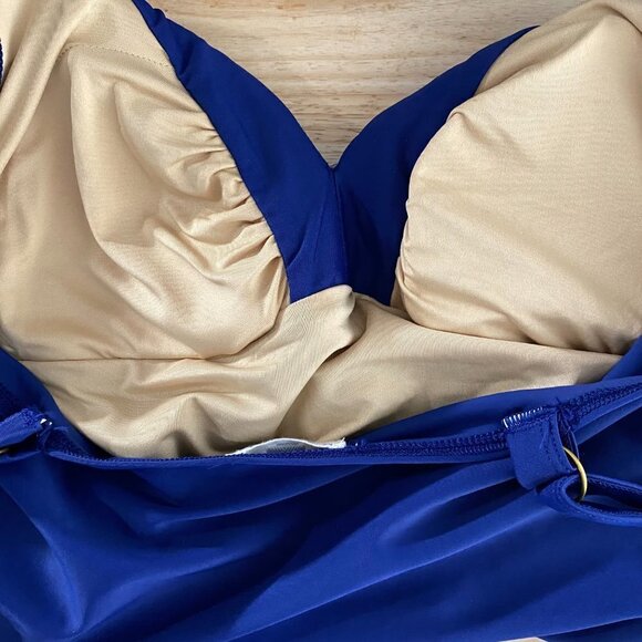 Cabana Life‎ Tankini Swim Top Womens Small Blue Embroidered Neck NWT SW-1845 - Picture 7 of 7